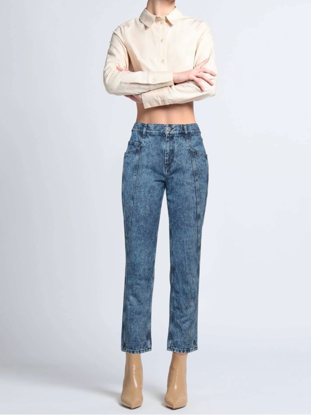 Isabel Marant Washed Blue High-Rise Straight Jeans size 25-26